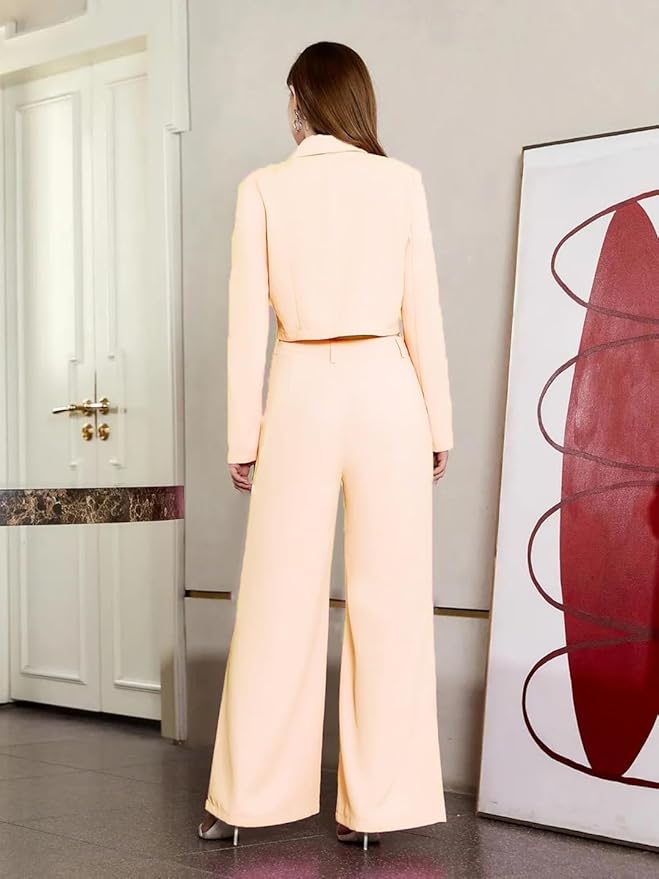 Women's Solid Relaxed Fit Full Sleeve Co-ord Blazer and Trouser Set.