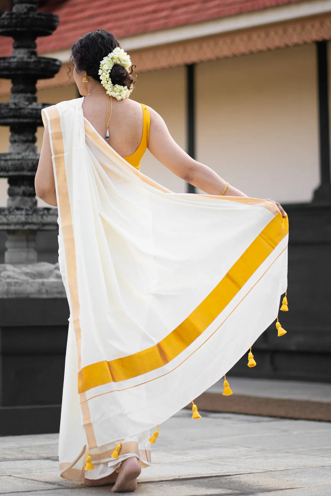 Kerla cotton kasavu saree with golden border
