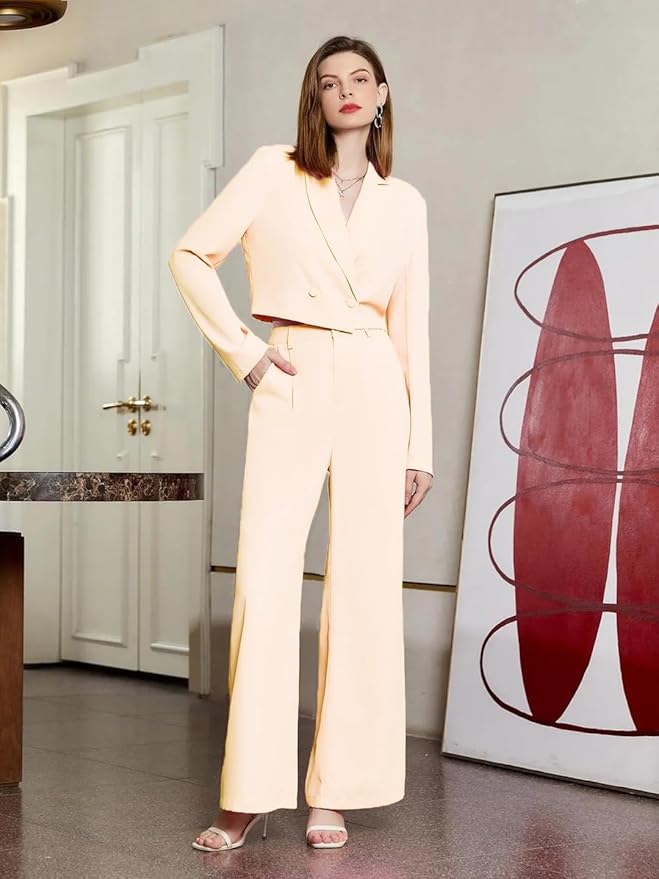 Women's Solid Relaxed Fit Full Sleeve Co-ord Blazer and Trouser Set.