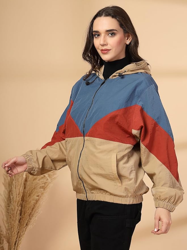 Women Winter Stylish Wind Cheater Hooded Sports Zipper Jacket